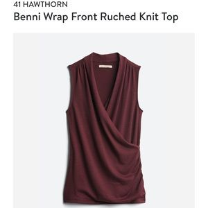 41 hawthorn benni wrap front ruched knit top